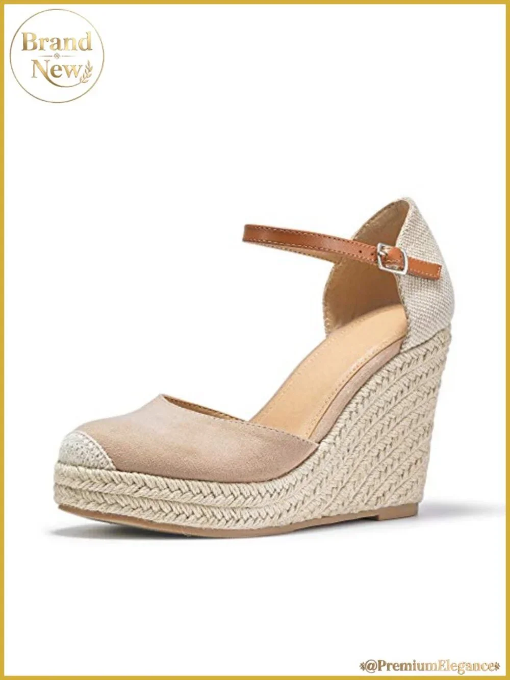 Espadrille Heel Platform Wedge Sandals Ankle Buckle Strap Closed Toe